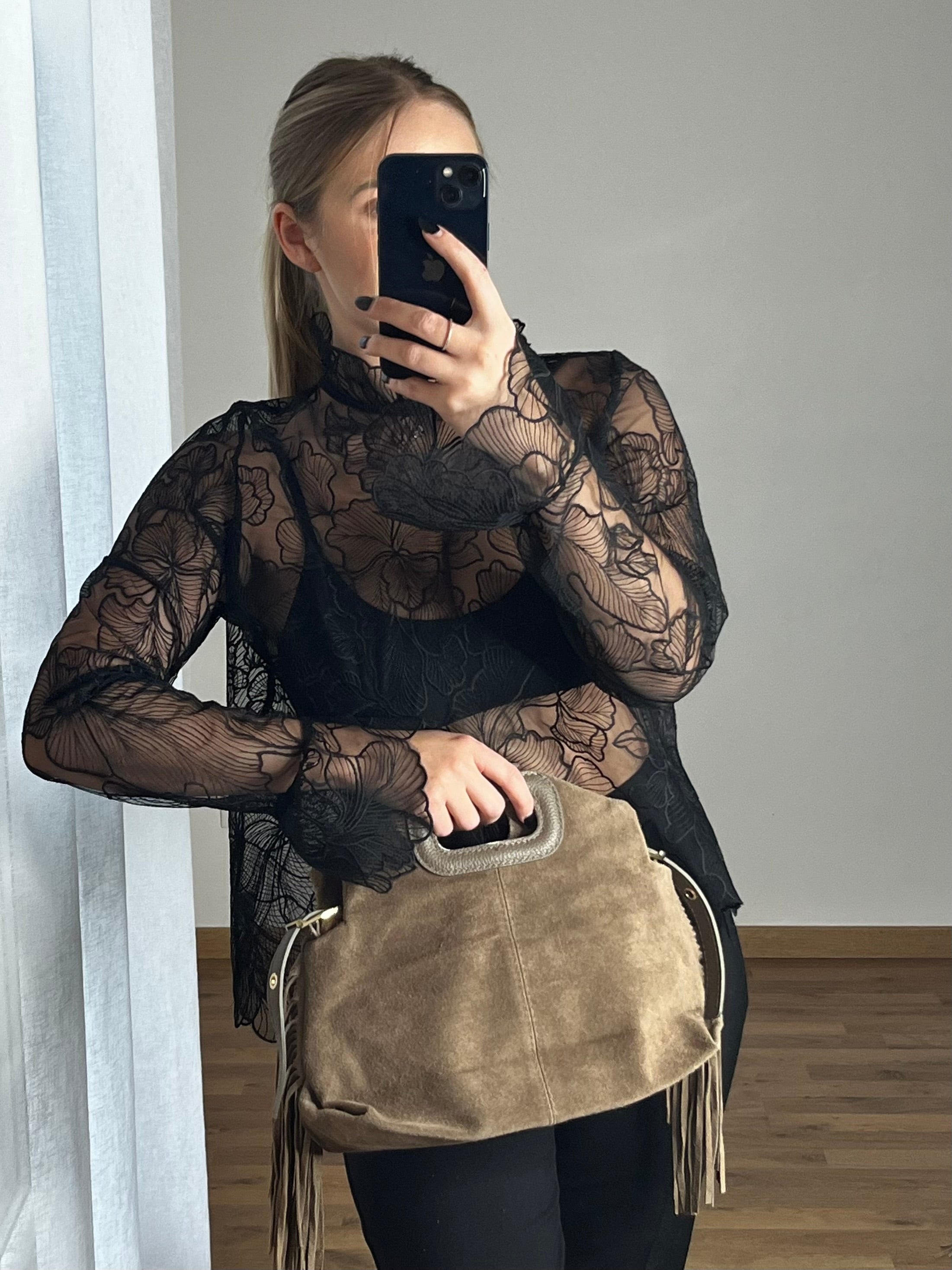 Maxi sac à franges suède