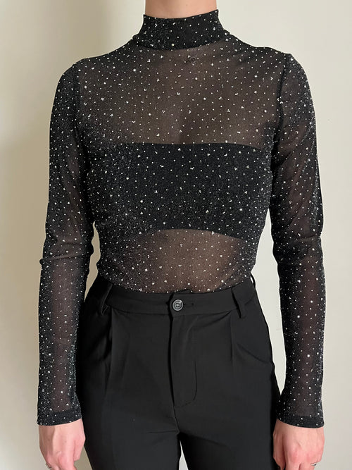 Body transparent à strass
