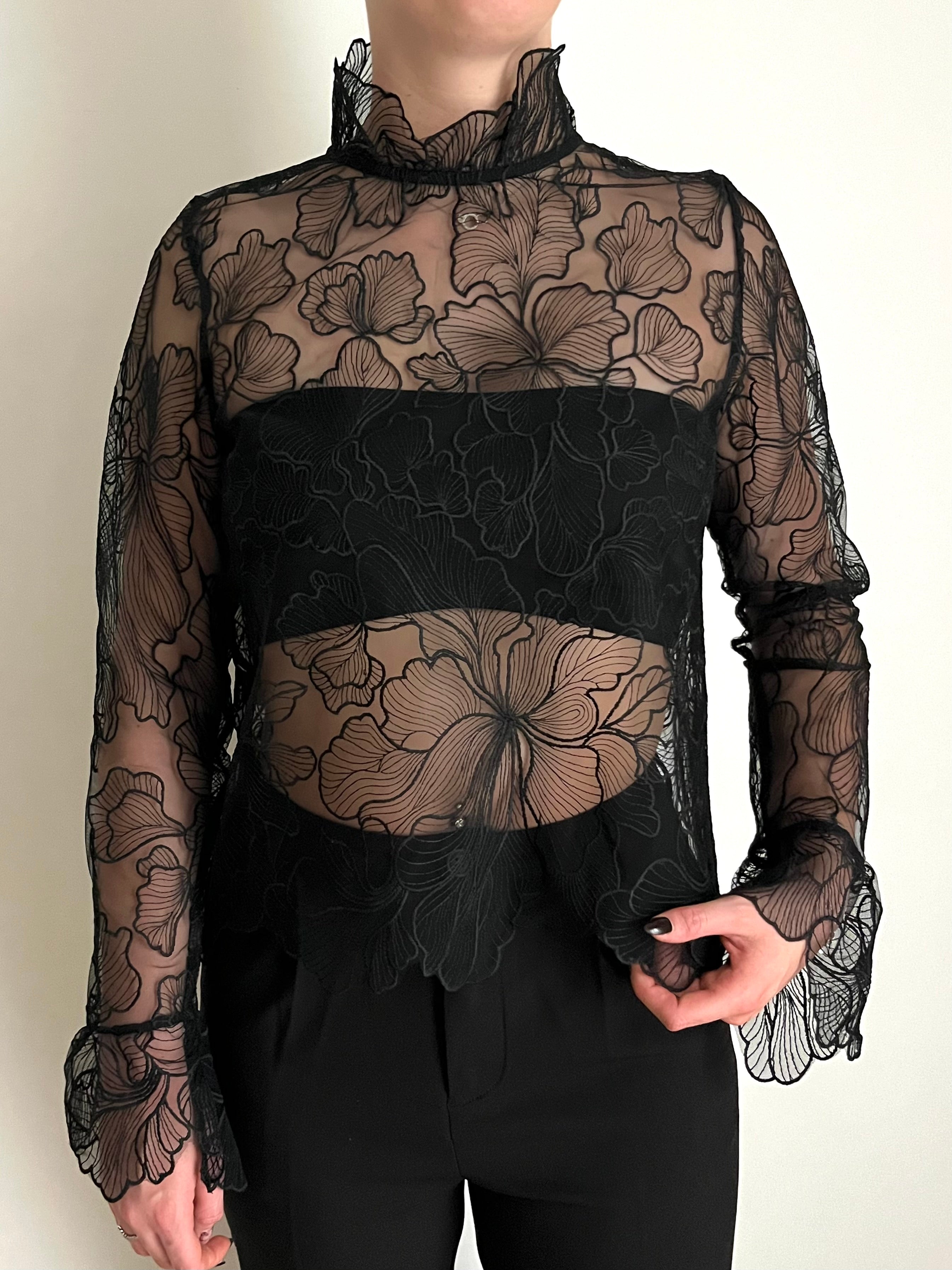 Blouse transparente florale